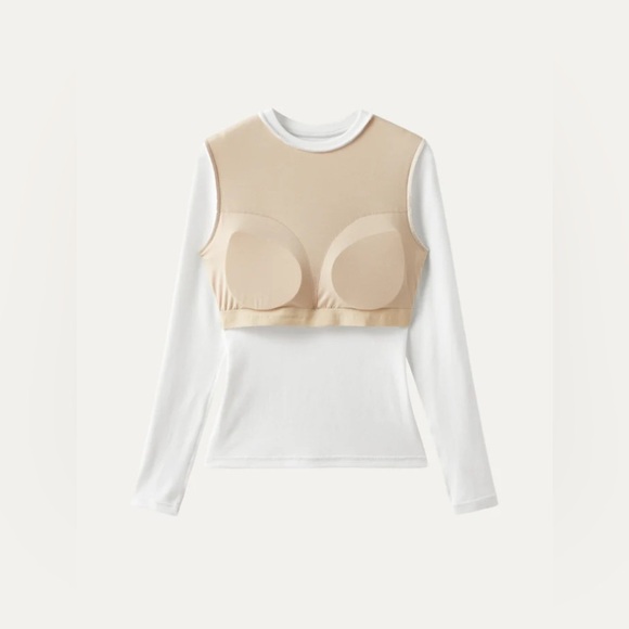 OGL Mid Thermal Essential Crew Slimming Brami Top - White MEDIUM - Picture 5 of 5